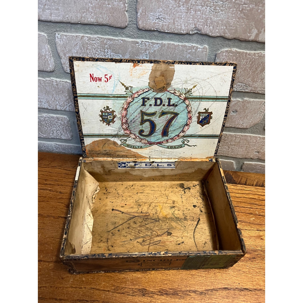 Vintage BPOE Elks Club Lodge No. 57 Fond du Lac Wis WI Cigar Box Wooden