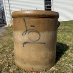 1800s Antique 5 Gallon Salt Glaze Stoneware Crock Cobalt Decorated 5