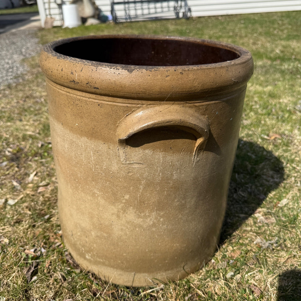 1800s Antique 5 Gallon Salt Glaze Stoneware Crock Cobalt Decorated 5
