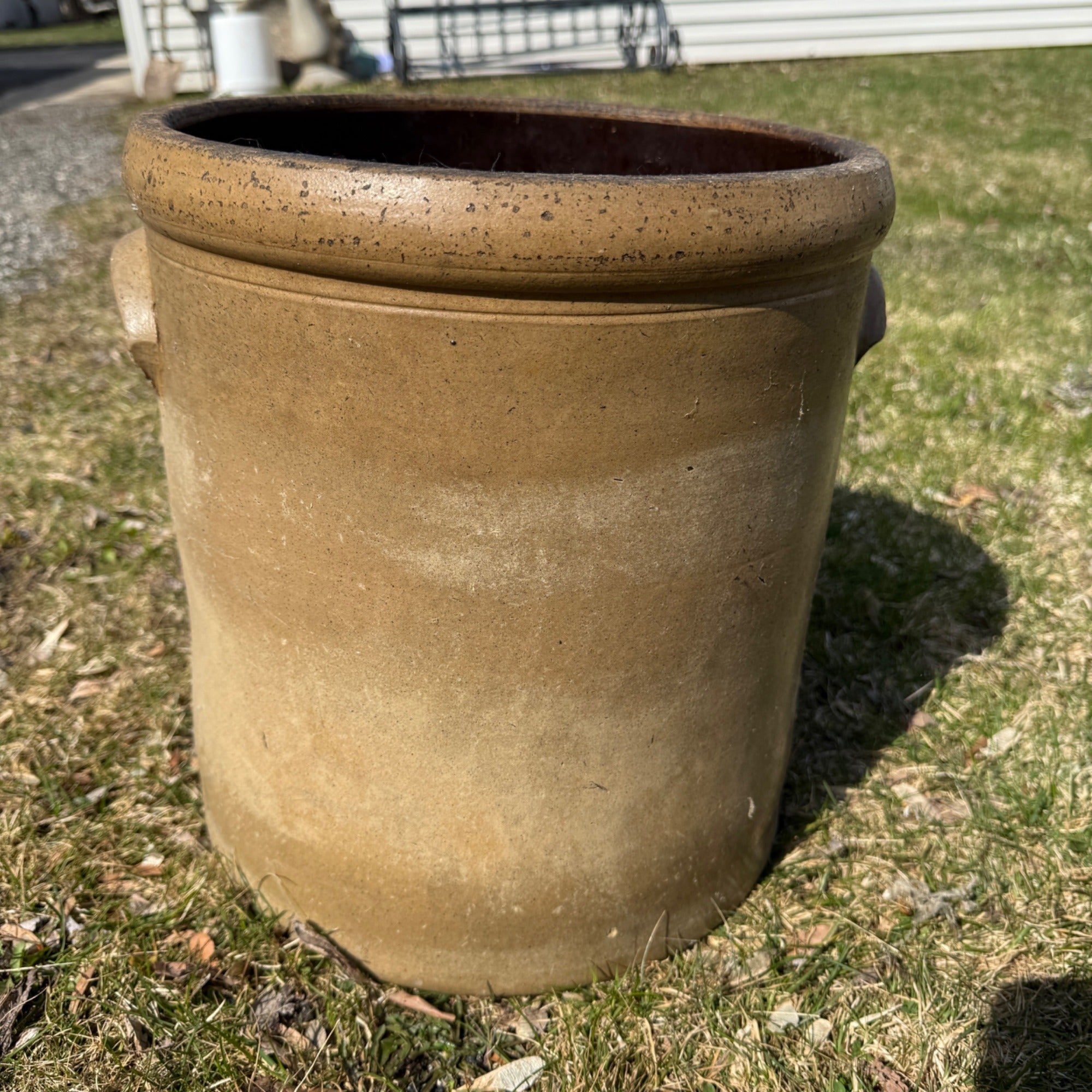 1800s Antique 5 Gallon Salt Glaze Stoneware Crock Cobalt Decorated 5
