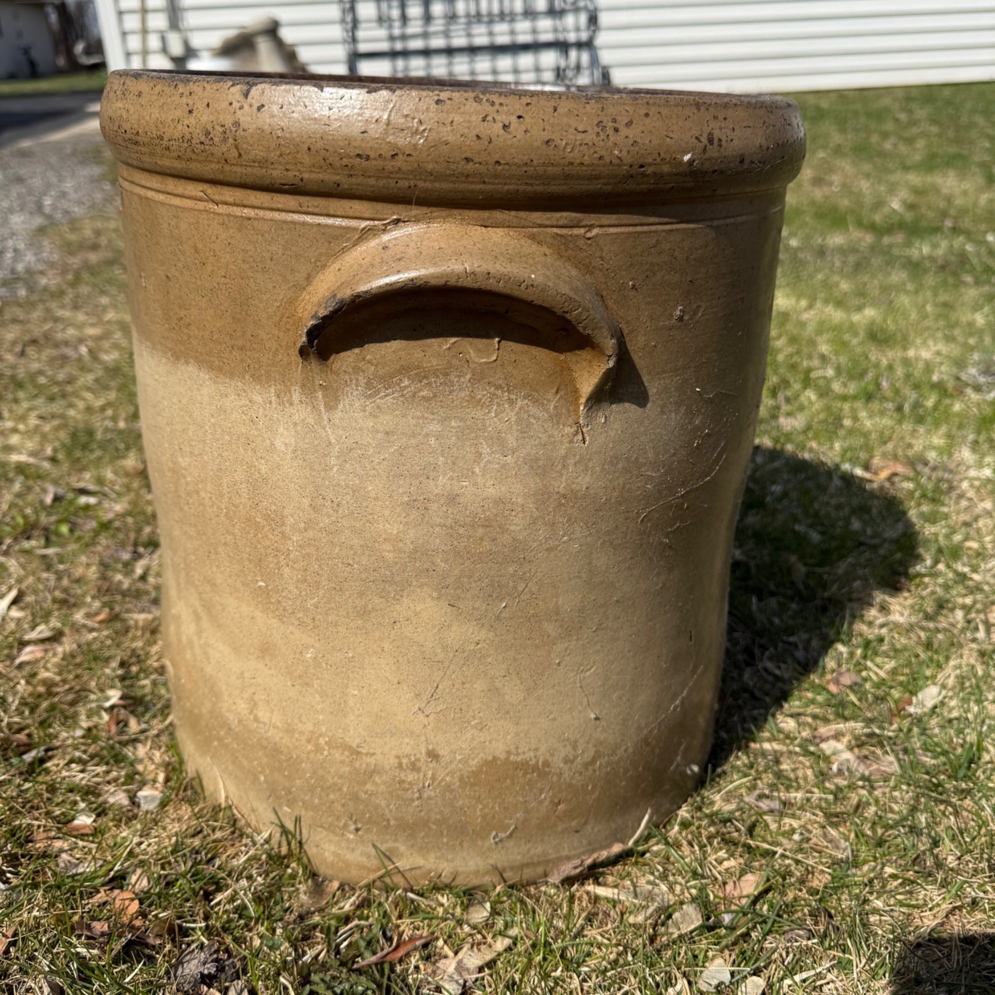 1800s Antique 5 Gallon Salt Glaze Stoneware Crock Cobalt Decorated 5