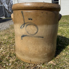 1800s Antique 5 Gallon Salt Glaze Stoneware Crock Cobalt Decorated 5