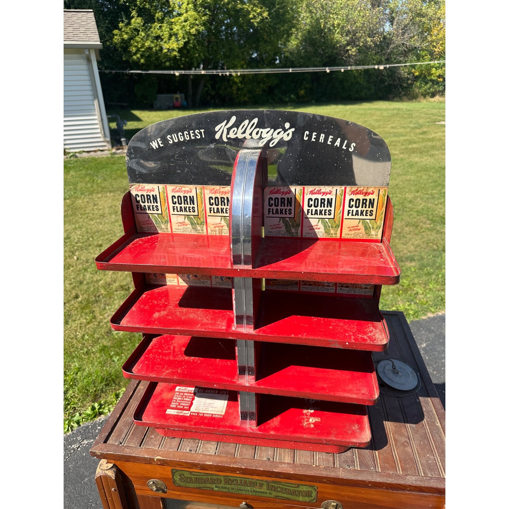 Vintage Kellogg's Cereal Corn Flakes Advertising Store Display Shelf Rack