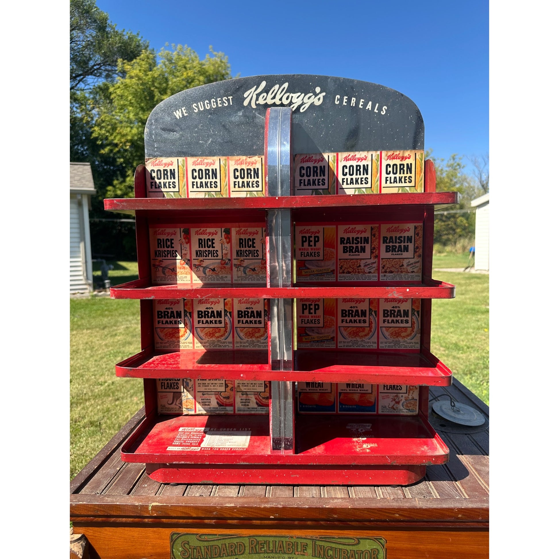 Vintage Kellogg's Cereal Corn Flakes Advertising Store Display Shelf Rack
