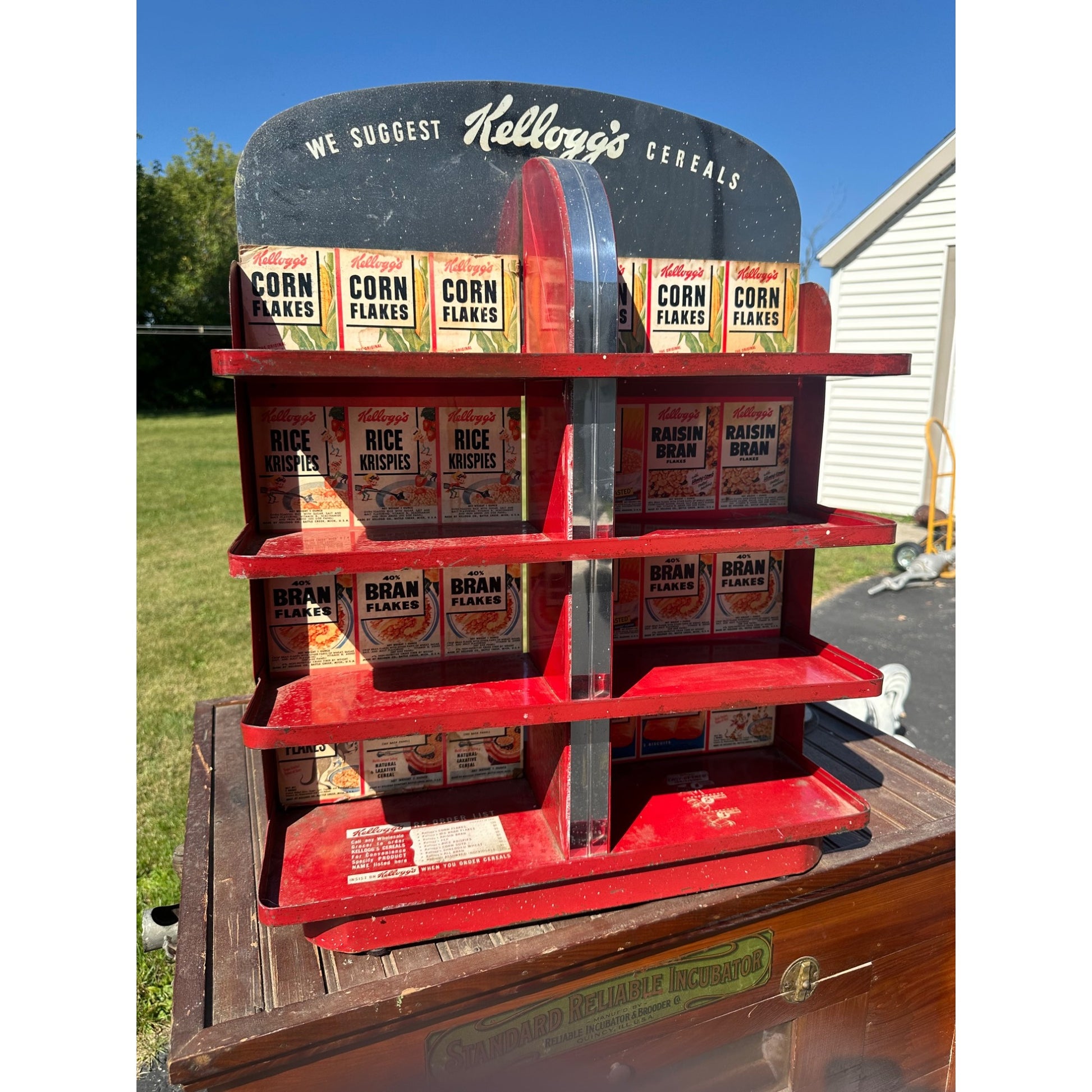 Vintage Kellogg's Cereal Corn Flakes Advertising Store Display Shelf Rack