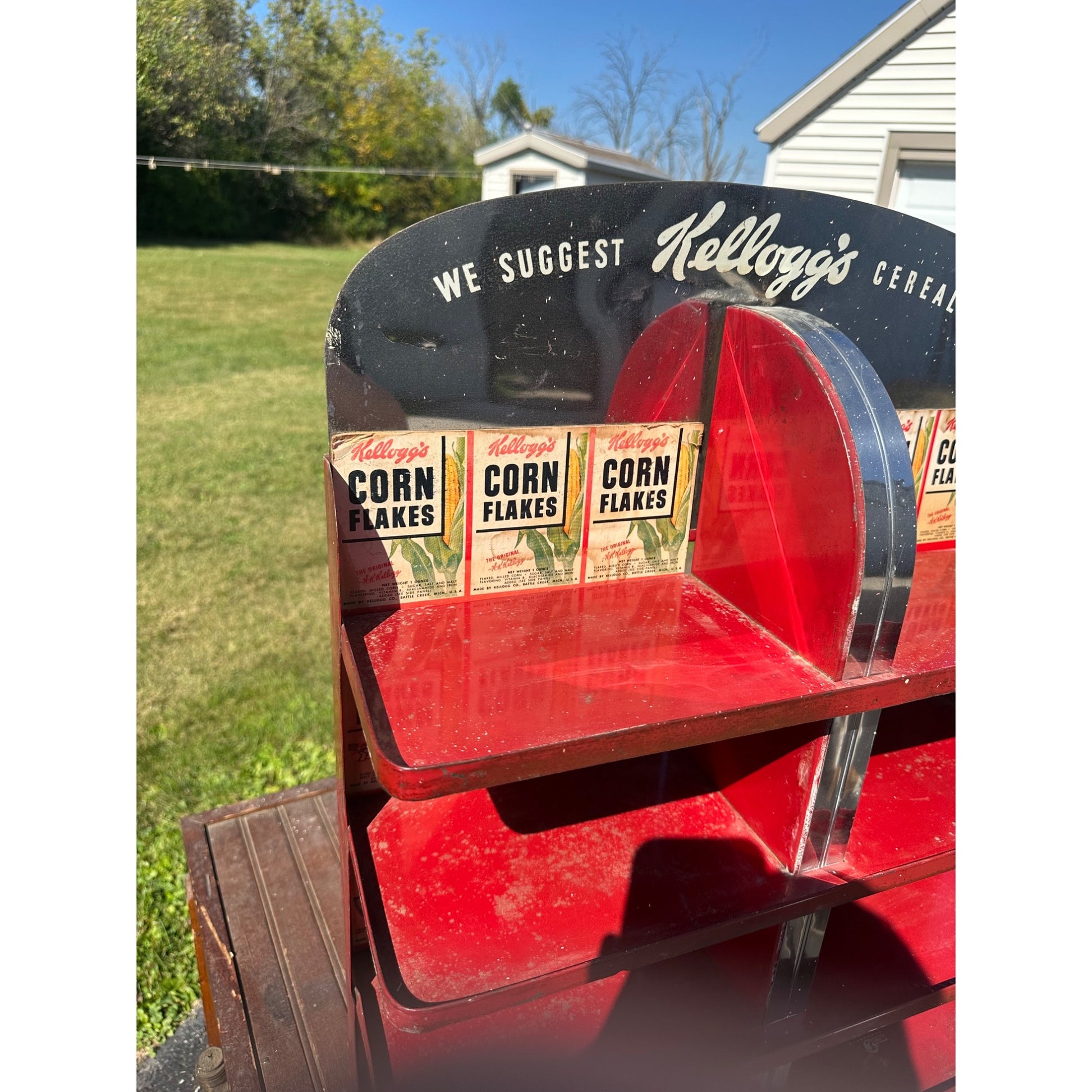 Vintage Kellogg's Cereal Corn Flakes Advertising Store Display Shelf Rack