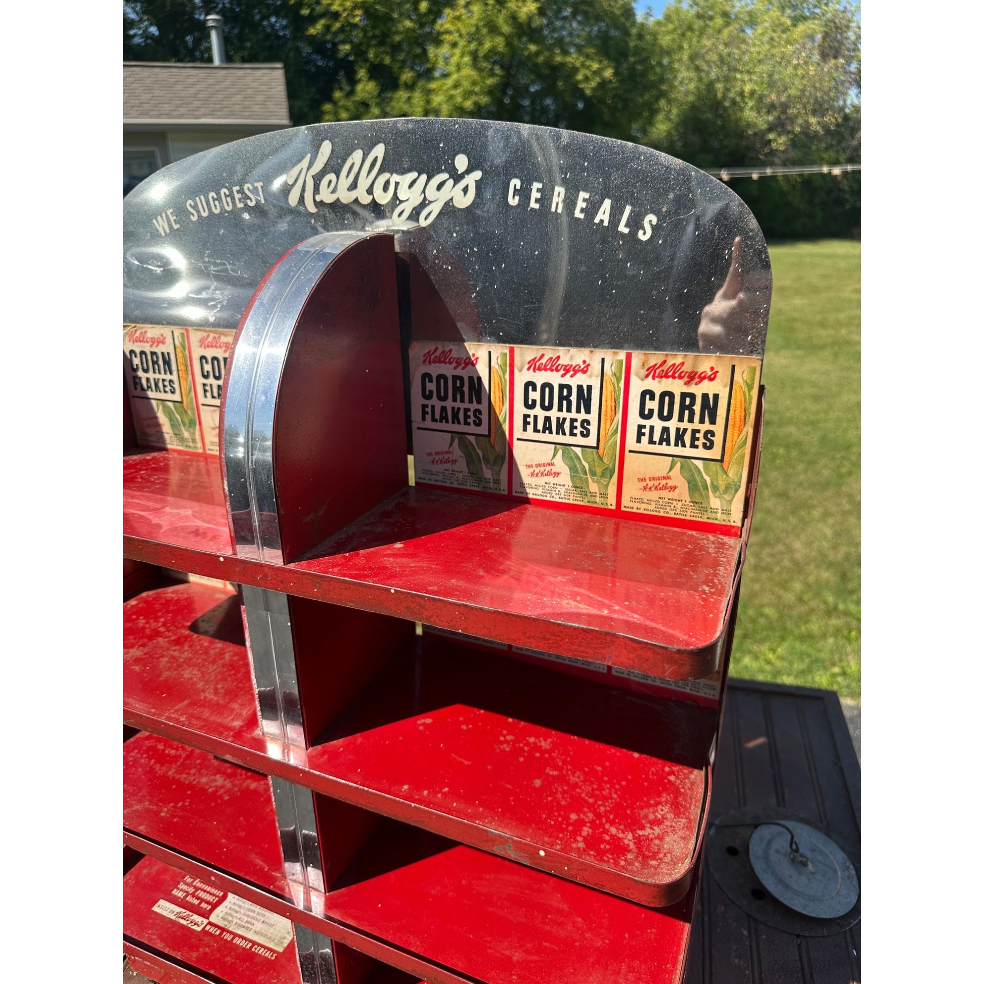 Vintage Kellogg's Cereal Corn Flakes Advertising Store Display Shelf Rack