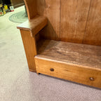 Antique Primitive Wooden Tall-Back Bench Seat Handmade Entryway Cabinet