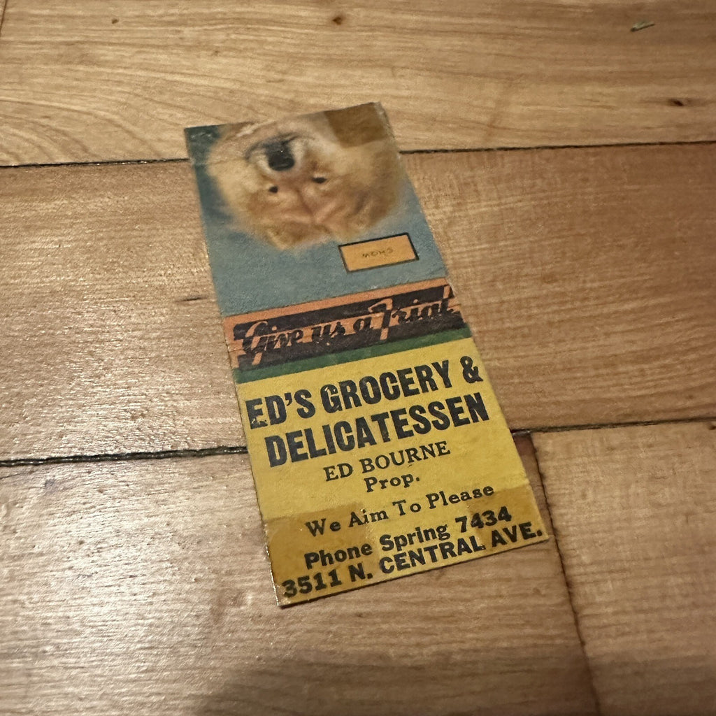 Vintage Eds Grocery Delicatessen Bourne Advertising Matchbook Chicago