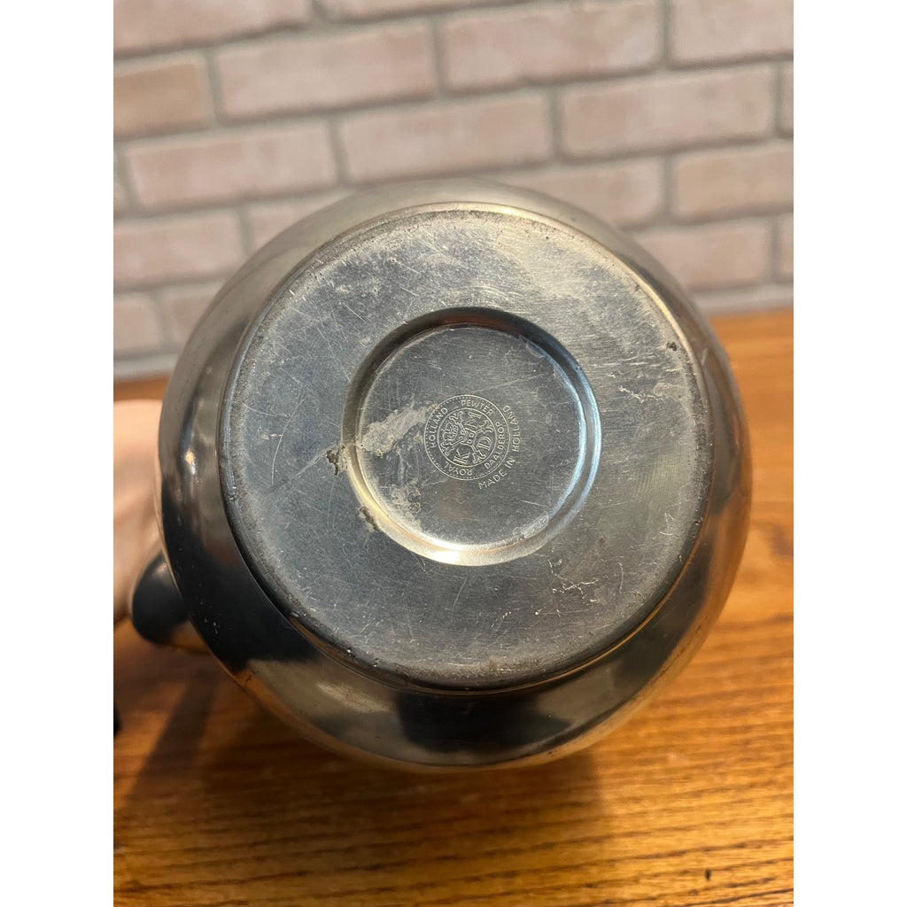 Vintage Mid Century Royal Holland Pewter KMD TIEL Tea Pot w Wrapped Handle