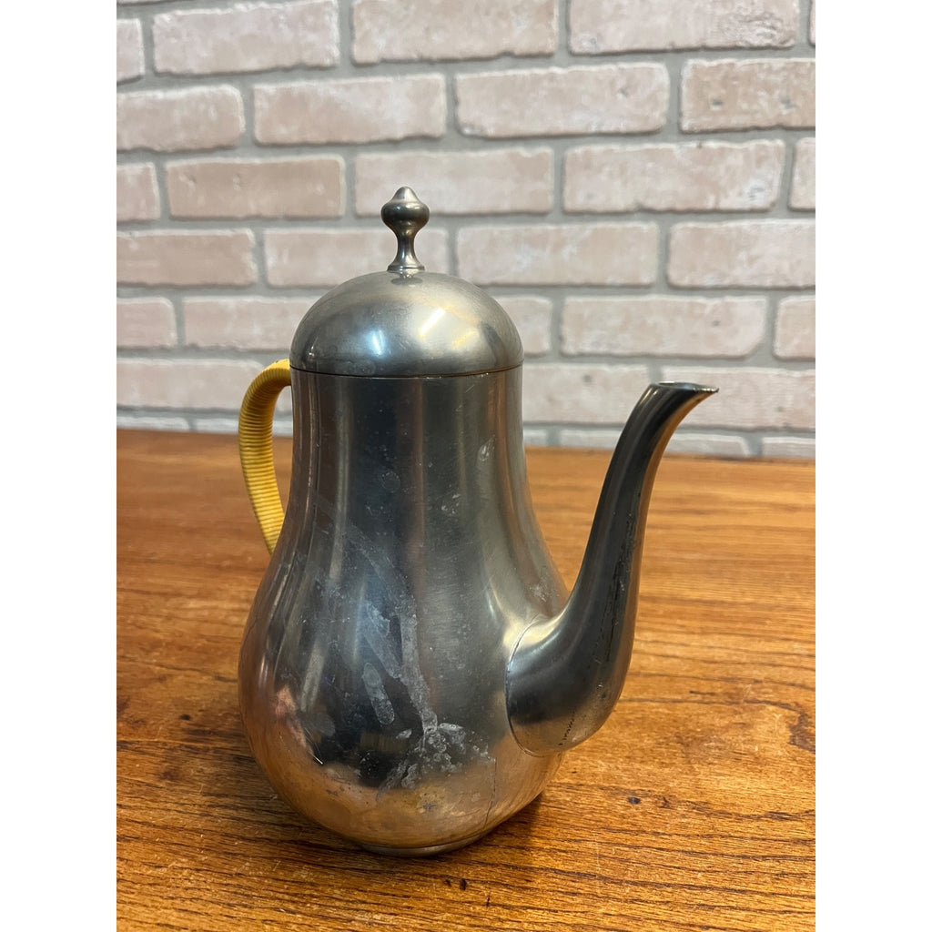 Vintage Mid Century Royal Holland Pewter KMD TIEL Tea Pot w Wrapped Handle