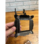 Antique Victorian Cast Iron & Glass Inkwell Fountain Pen Rest