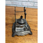 Antique Victorian Cast Iron & Glass Inkwell Fountain Pen Rest
