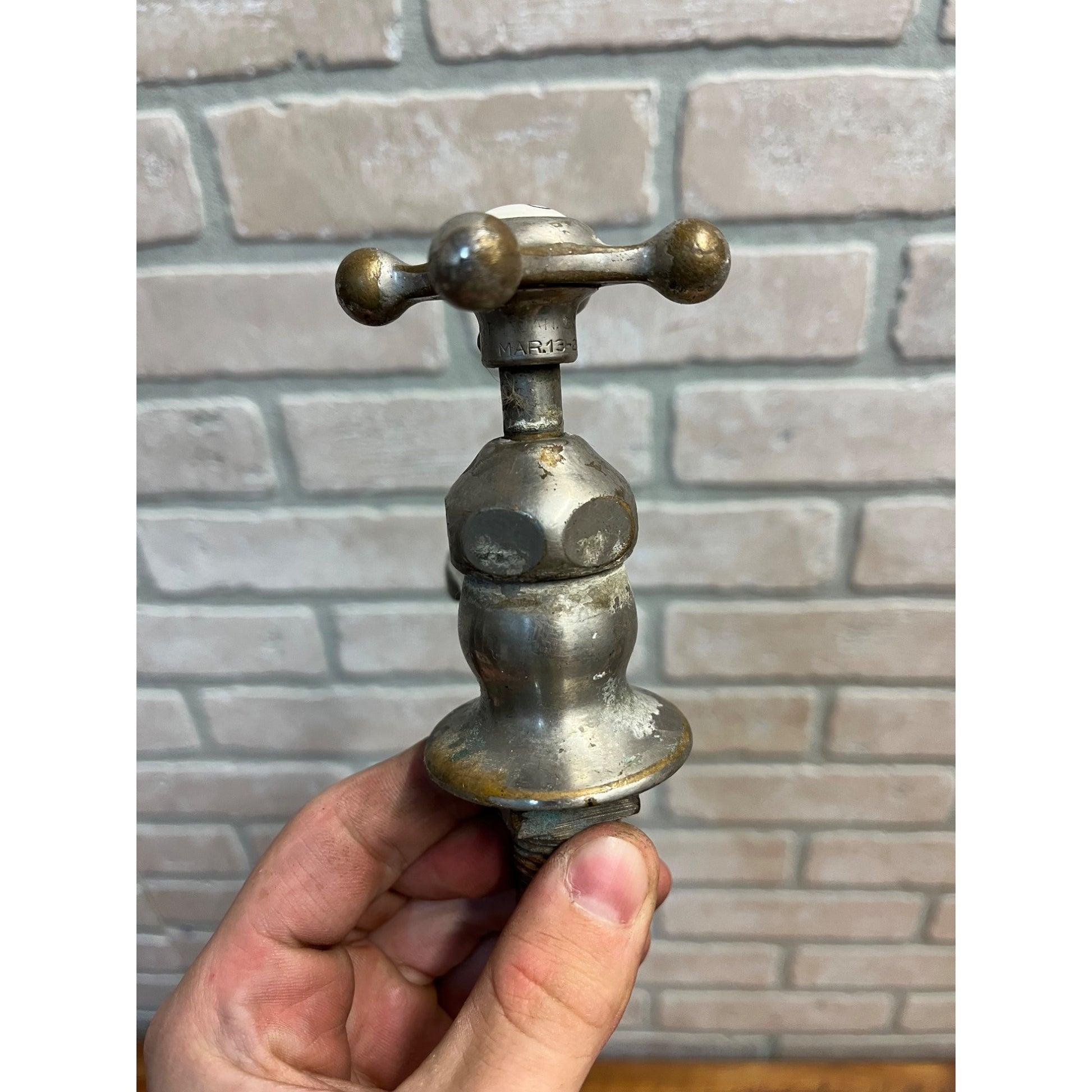 Vintage Cold Bathroom Sink Tub Faucet Spout Plated Brass Porcelain