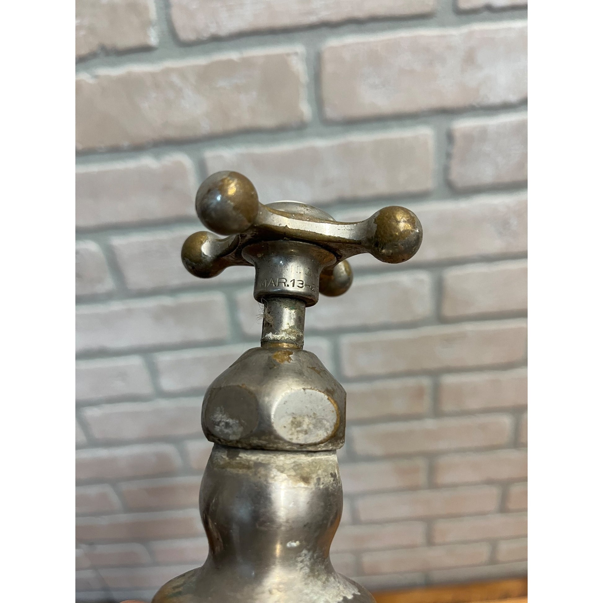 Vintage Cold Bathroom Sink Tub Faucet Spout Plated Brass Porcelain