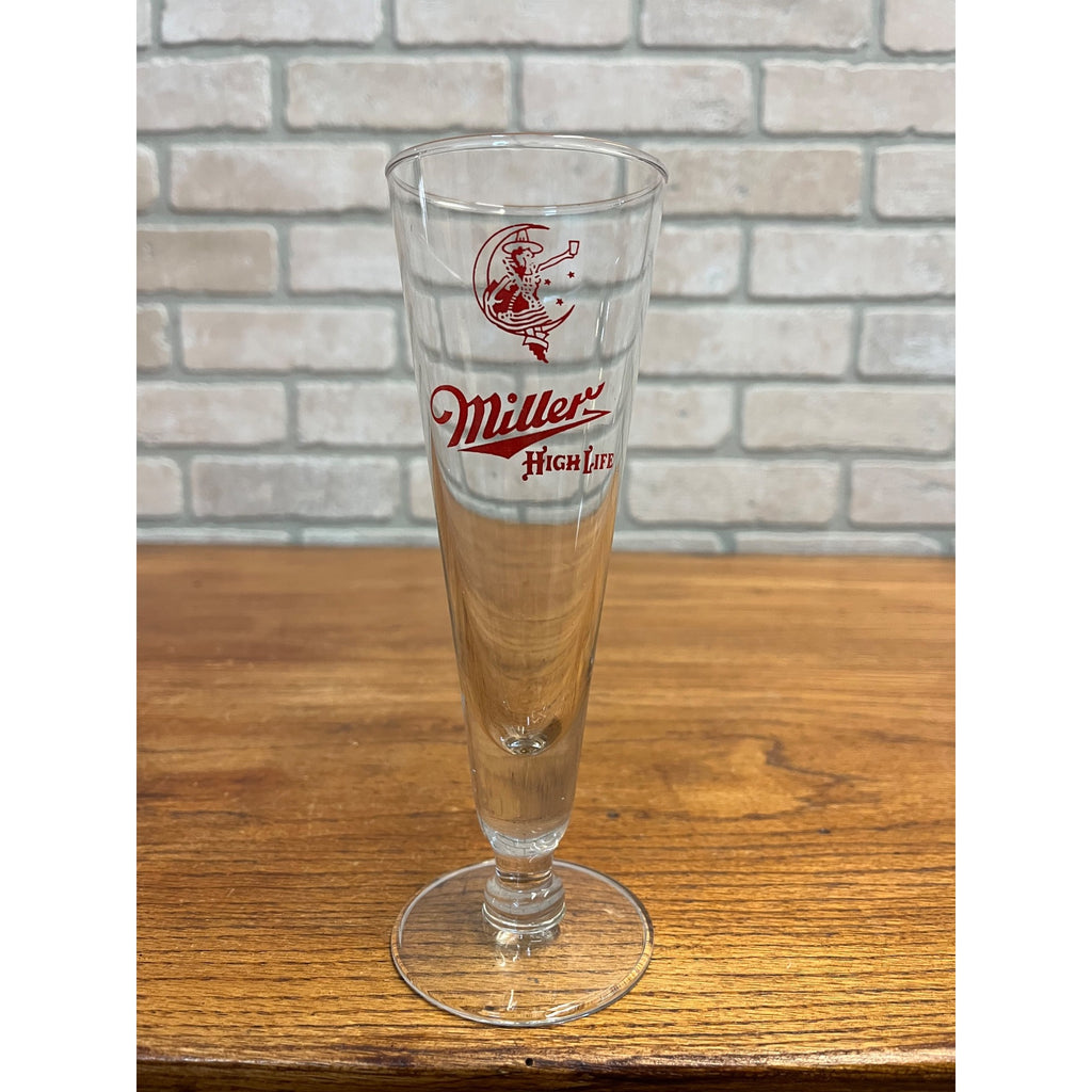 Vintage 1950s Miller High Life Beer Girl on the Moon Pilsner 7-3/4" Bar Glass