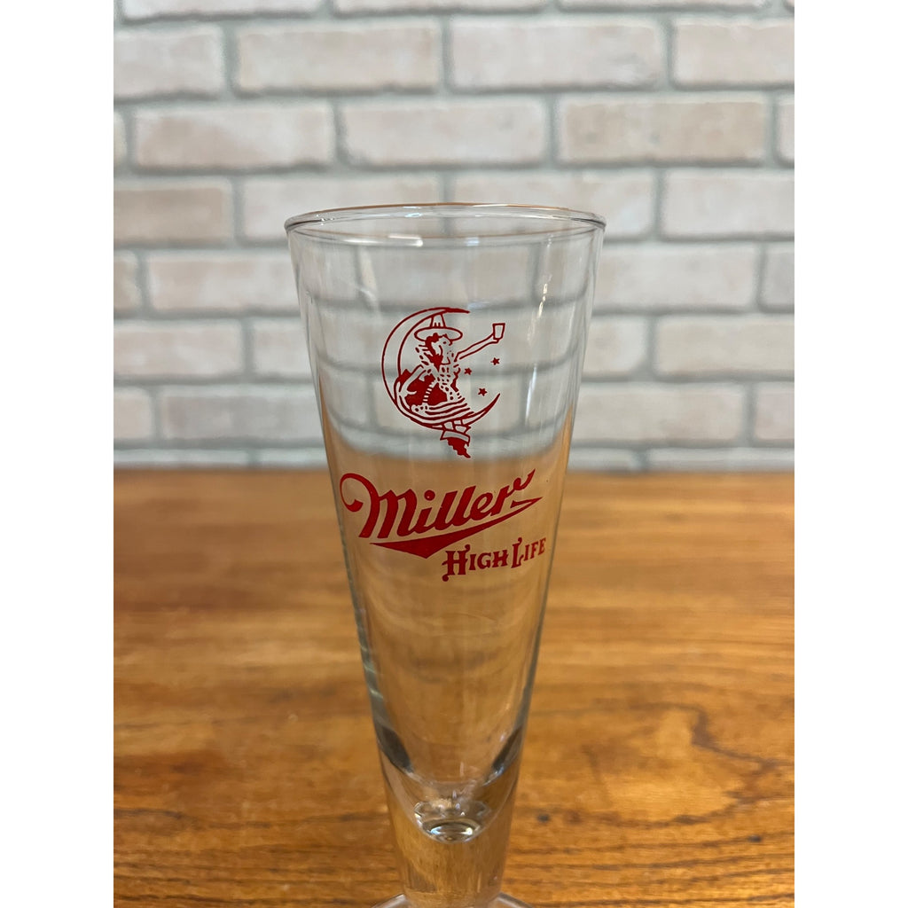 Vintage 1950s Miller High Life Beer Girl on the Moon Pilsner 7-3/4" Bar Glass