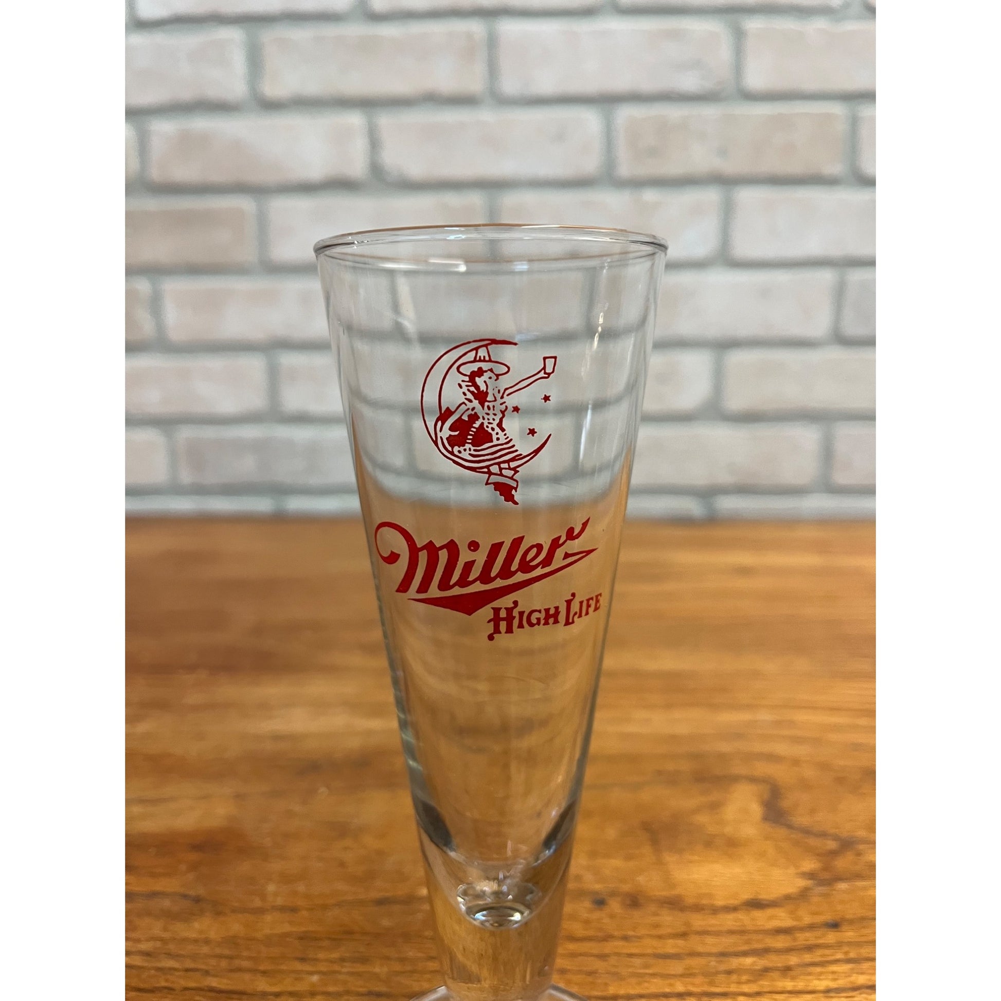 Vintage 1950s Miller High Life Beer Girl on the Moon Pilsner 7-3/4" Bar Glass