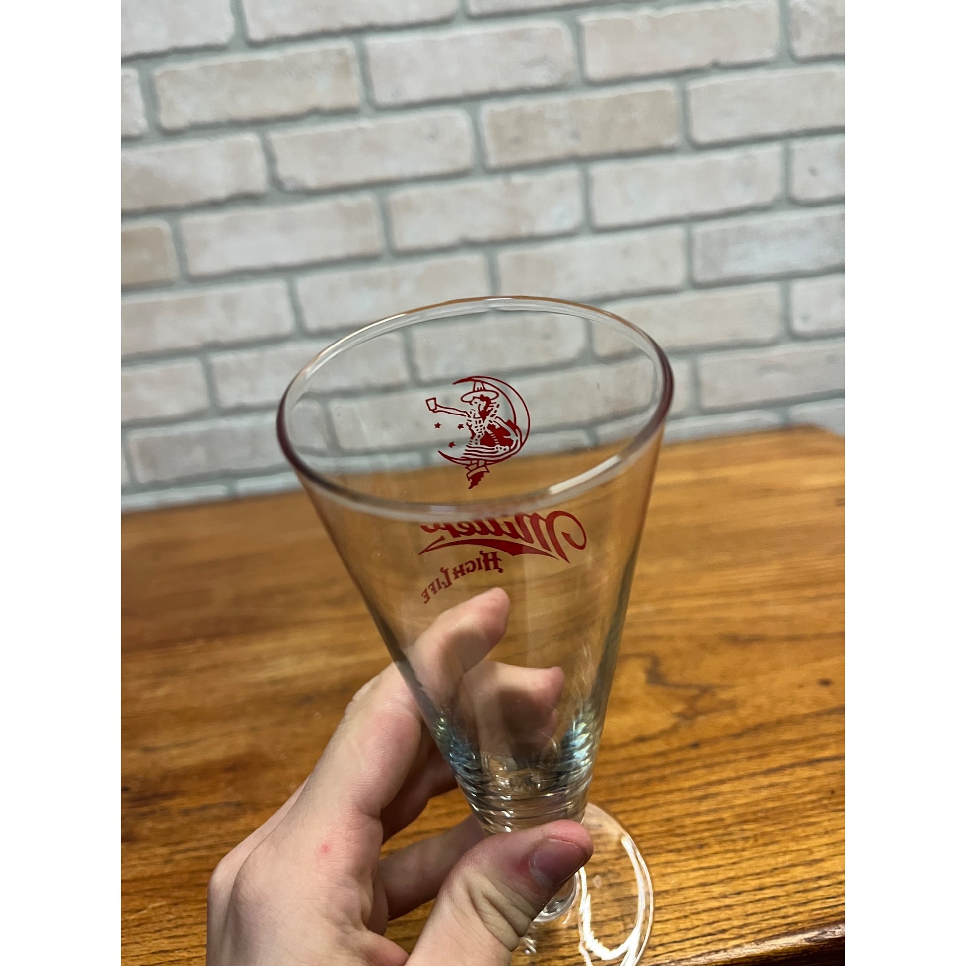 Vintage 1950s Miller High Life Beer Girl on the Moon Pilsner 7-3/4" Bar Glass