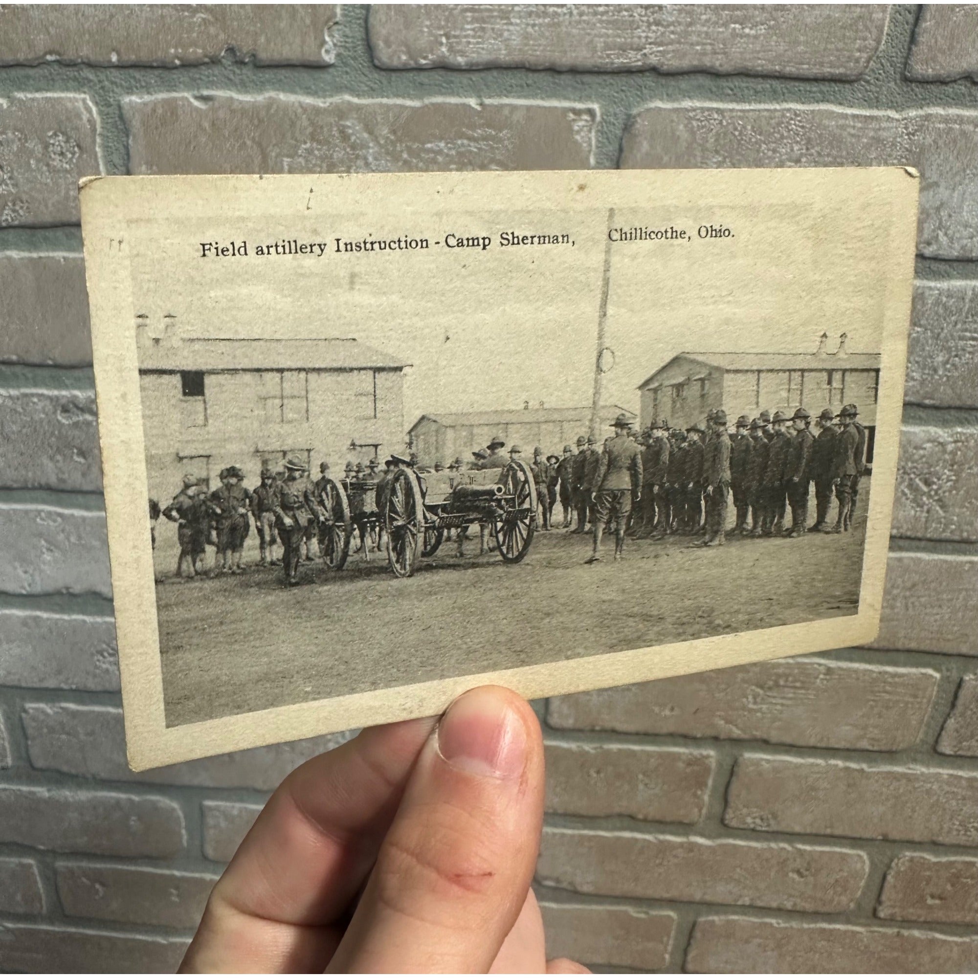 Vintage WW1 WWI US Army Camp Sherman Field Artillery Instruction Postcard Chillicothe OH
