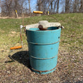 Antique Primitive Wooden Blue Ice Cream Maker Hand Crank Freezer Farmhouse