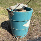 Antique Primitive Wooden Blue Ice Cream Maker Hand Crank Freezer Farmhouse