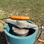 Antique Primitive Wooden Blue Ice Cream Maker Hand Crank Freezer Farmhouse