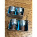 Set of 4 Vintage MCM Japan Stainless Steel and Teak Egg Cups