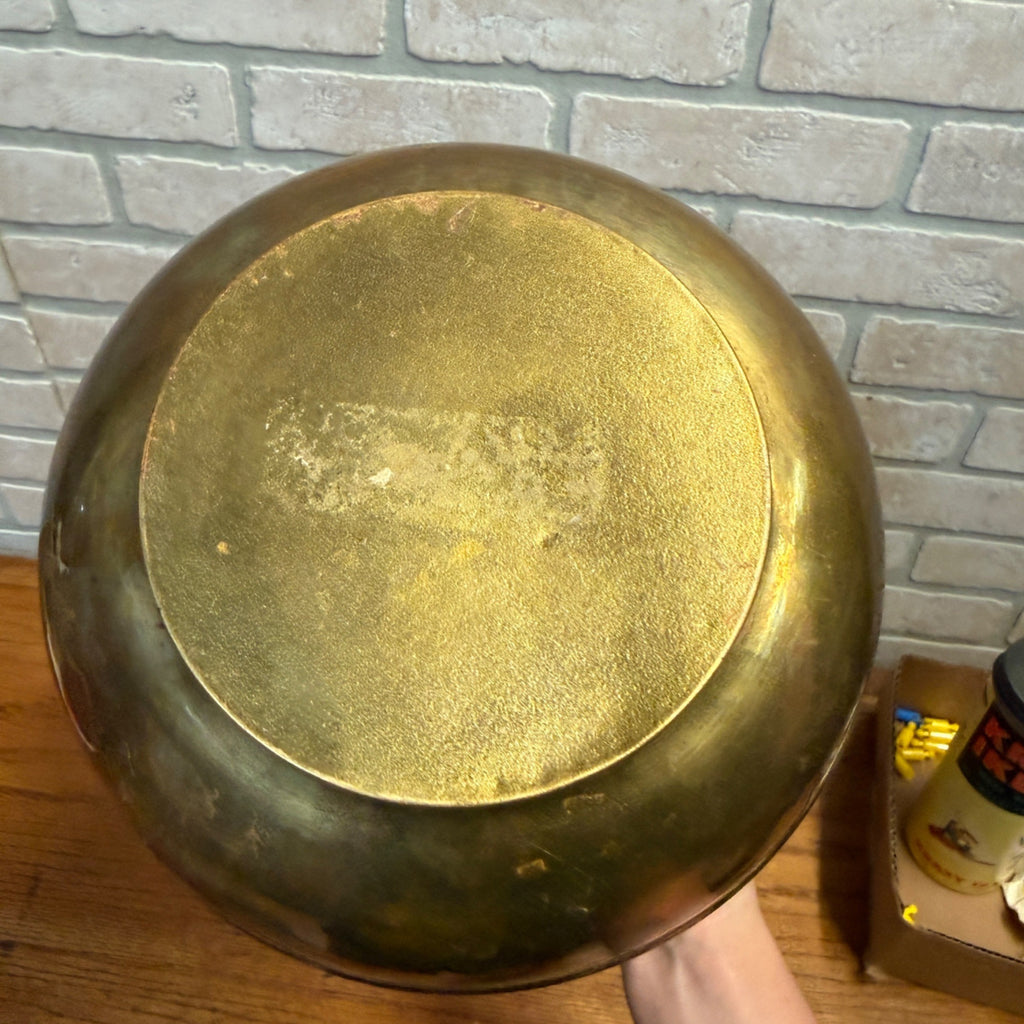 Vintage Union Pacific Railroad Brass Spittoon Embossed Logo Train