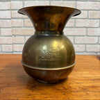 Vintage Union Pacific Railroad Brass Spittoon Embossed Logo Train