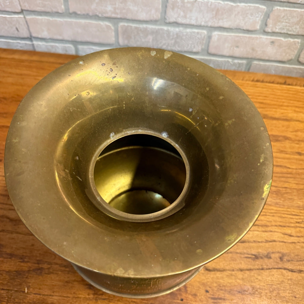 Vintage Union Pacific Railroad Brass Spittoon Embossed Logo Train