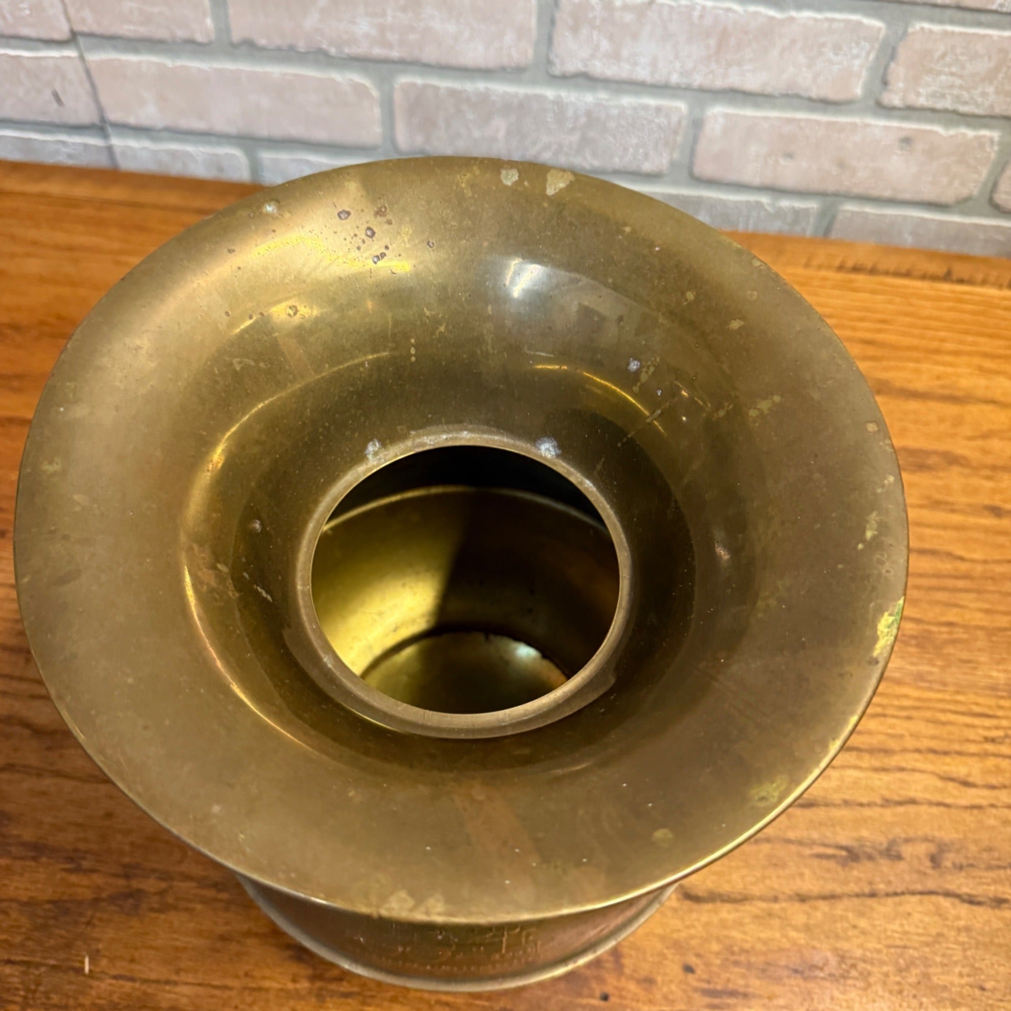Vintage Union Pacific Railroad Brass Spittoon Embossed Logo Train