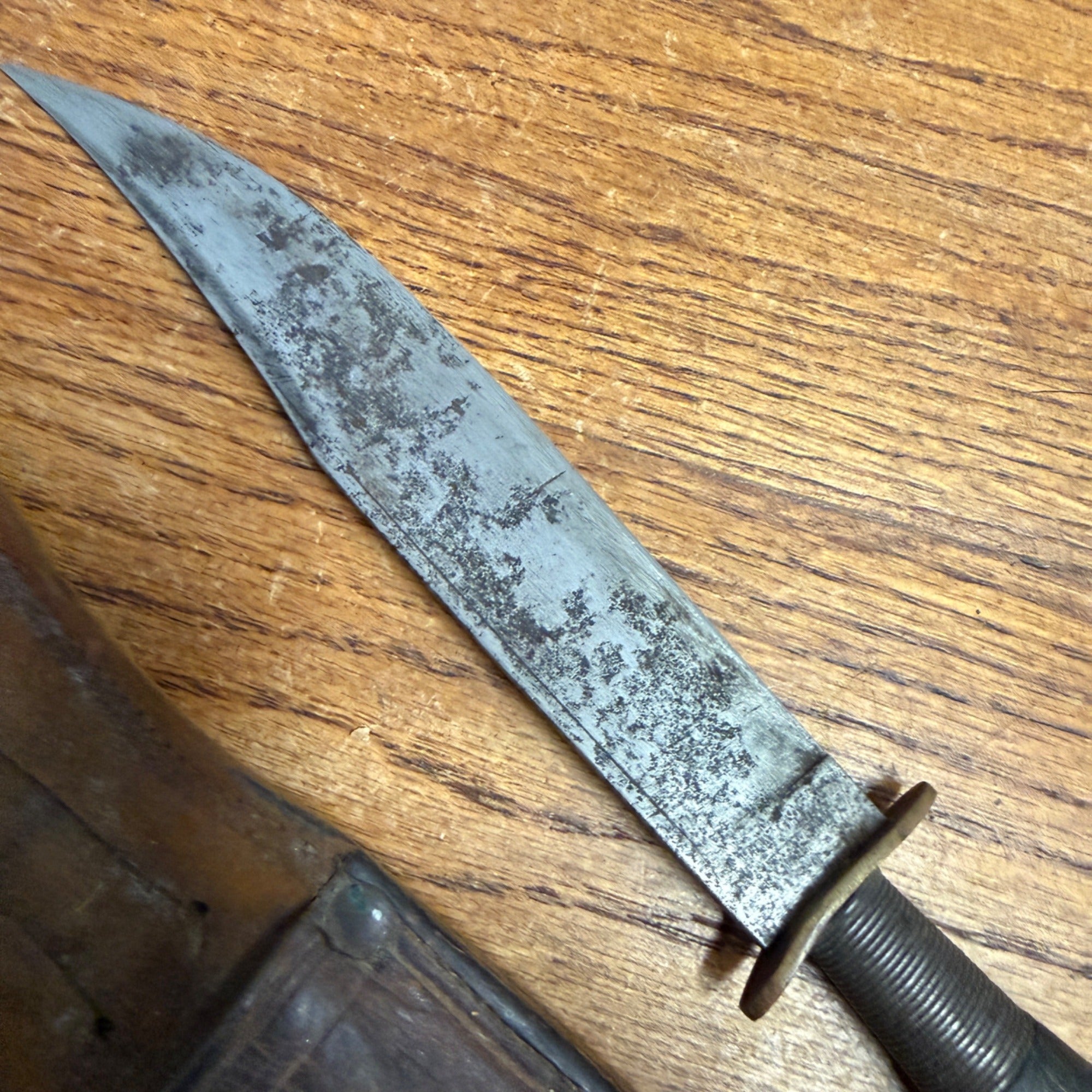 Vintage Alberto Larios Fixed Blade Knife & Sheath Sayula Mexican Fighting Knife