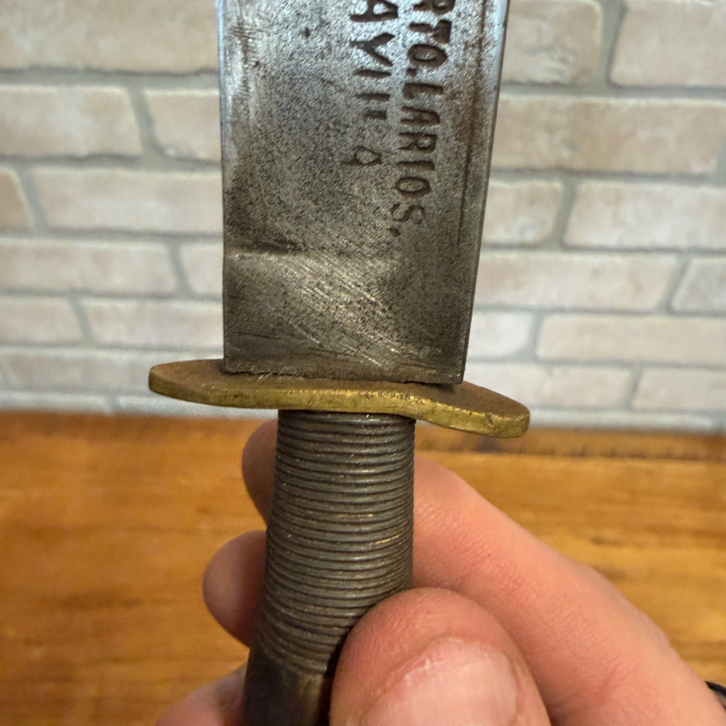 Vintage Alberto Larios Fixed Blade Knife & Sheath Sayula Mexican Fighting Knife