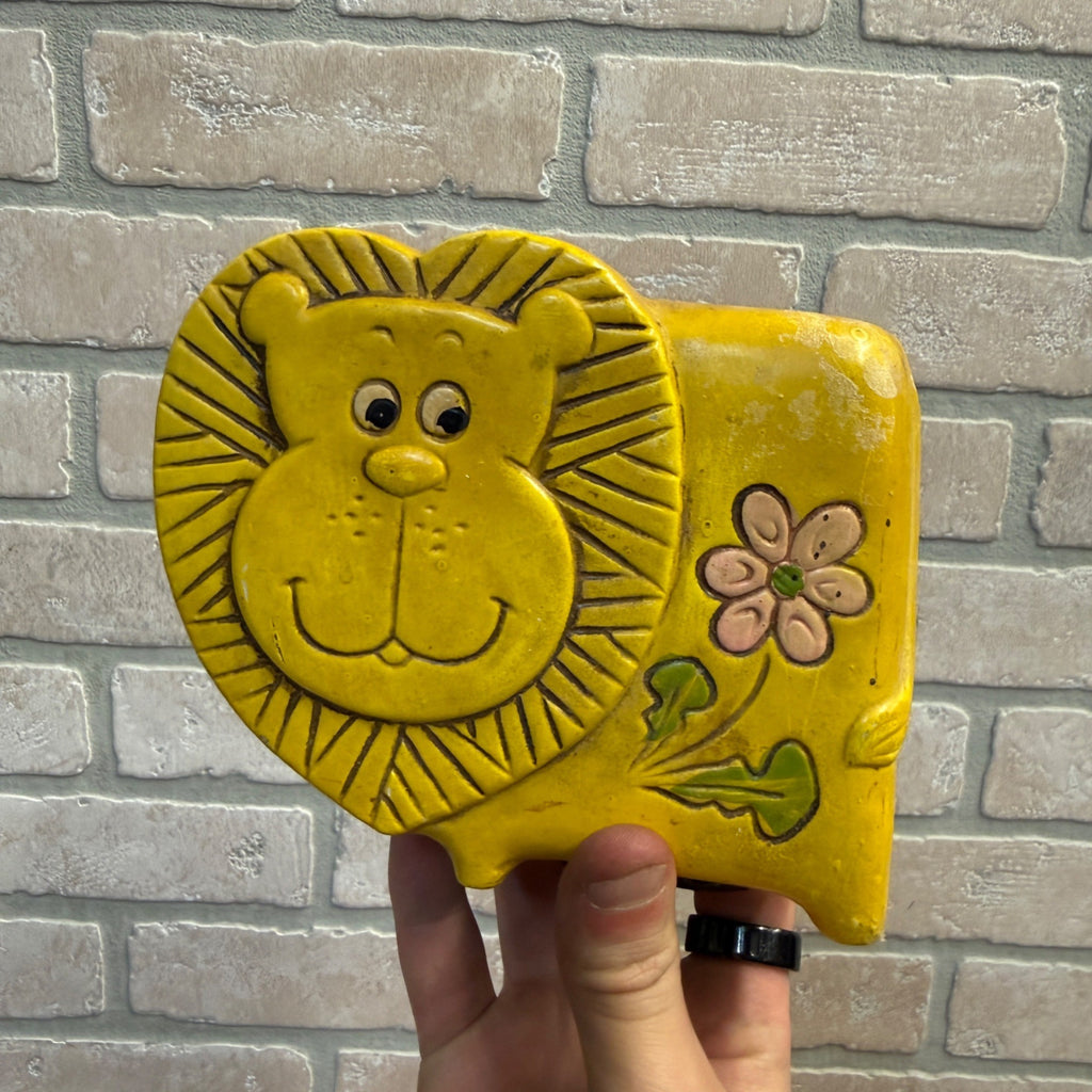 MCM Yellow Lion Coin Bank Vintage
