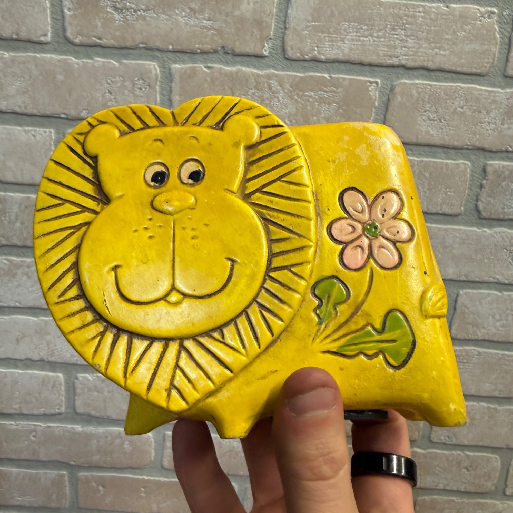 MCM Yellow Lion Coin Bank Vintage