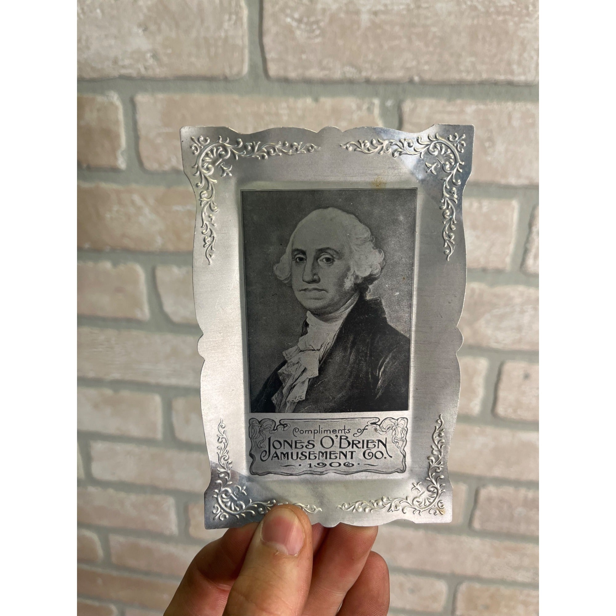 Jones O'Brien Amusement Co. Advertising Tray George Washington, Milwaukee Wis WI