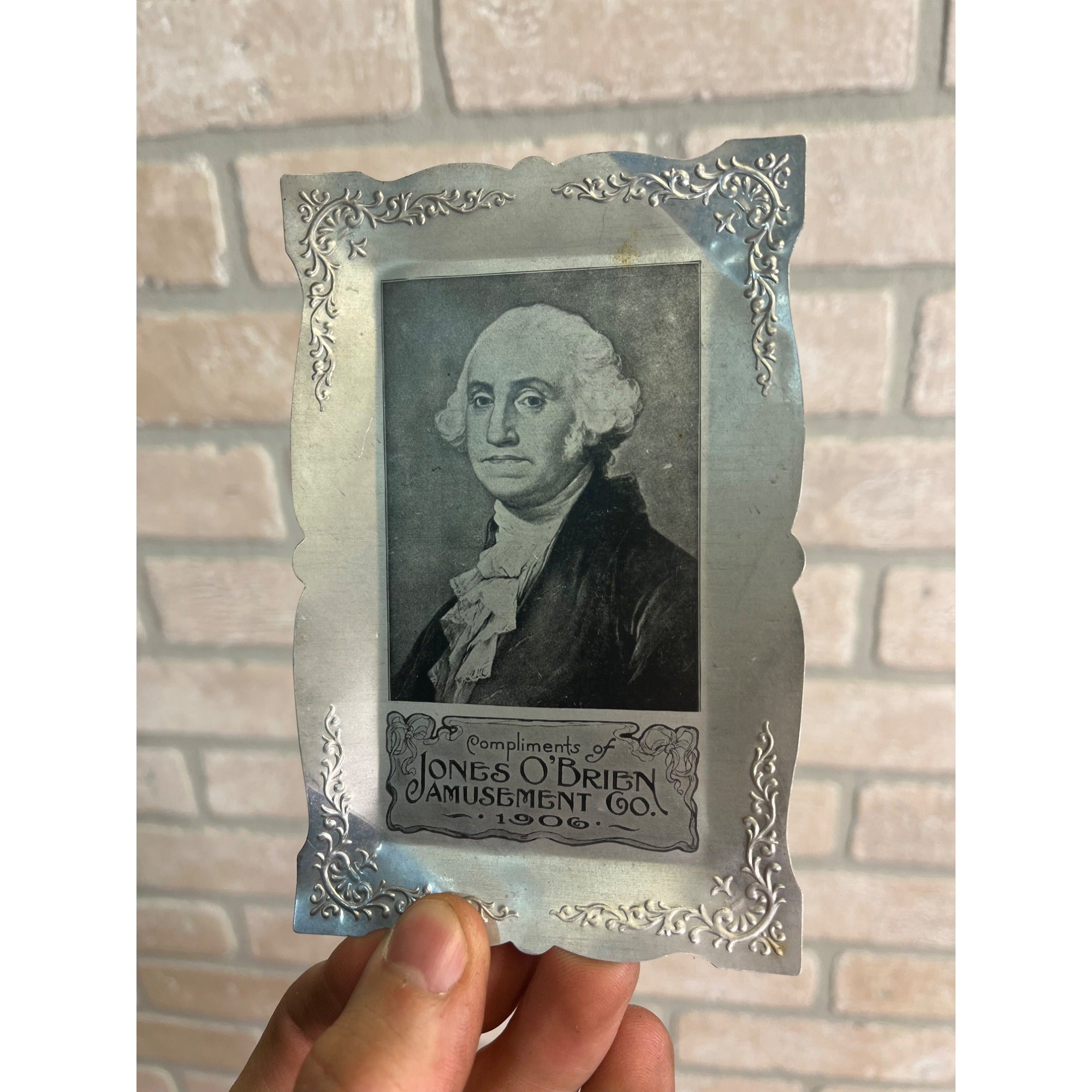 Jones O'Brien Amusement Co. Advertising Tray George Washington, Milwaukee Wis WI