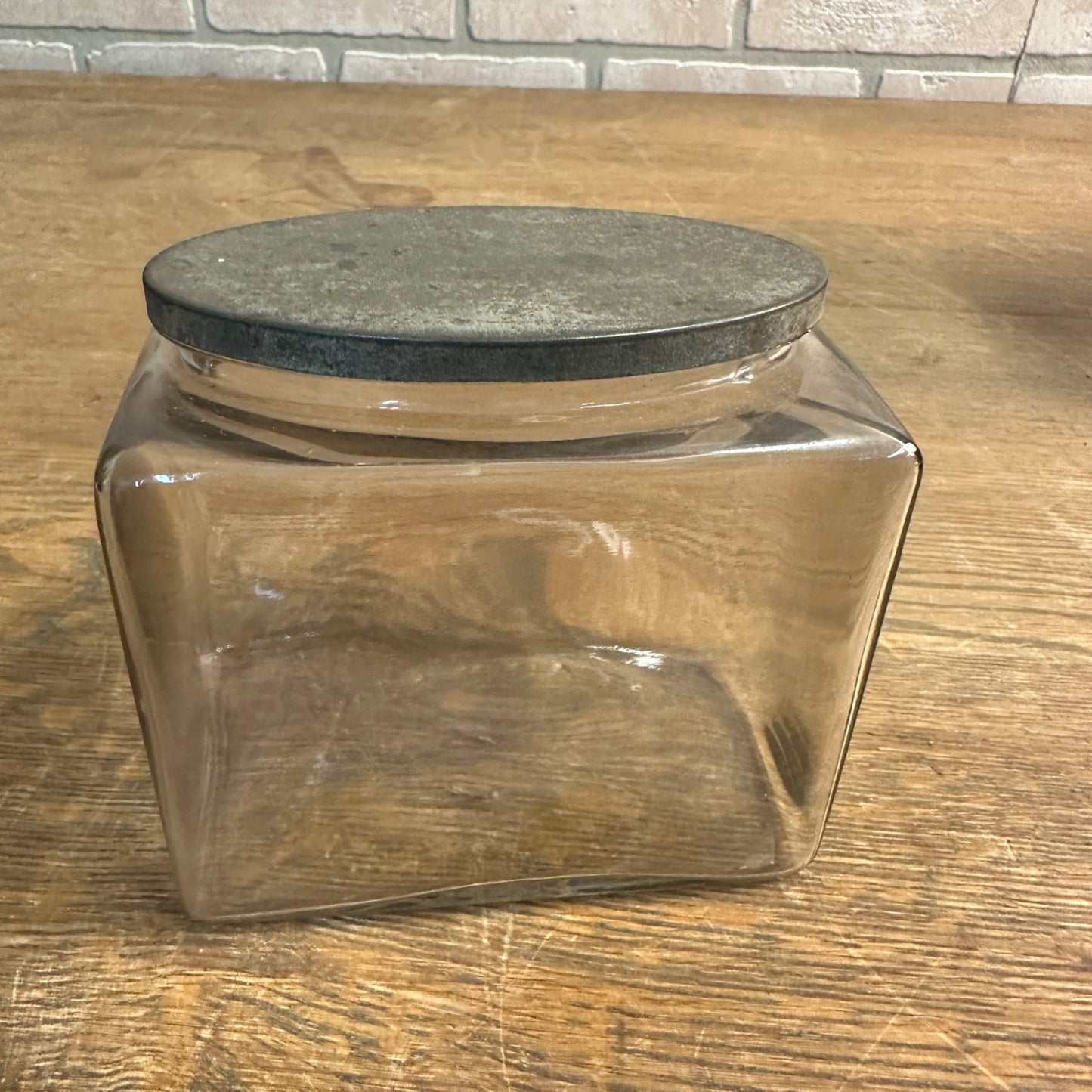 Antique Ligget & Myers Tobacco Company Glass Humidor Jar w Metal Lid