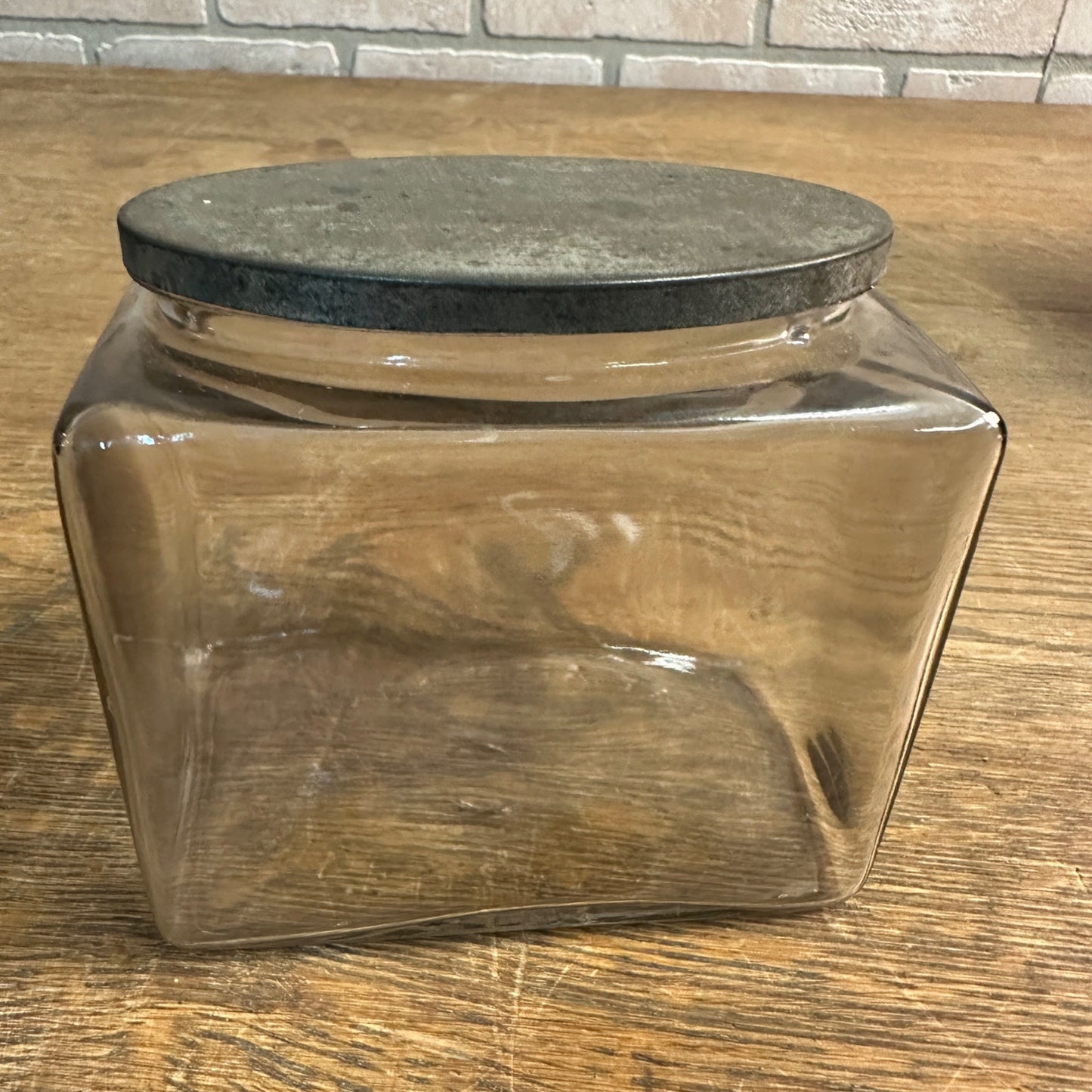 Antique Ligget & Myers Tobacco Company Glass Humidor Jar w Metal Lid