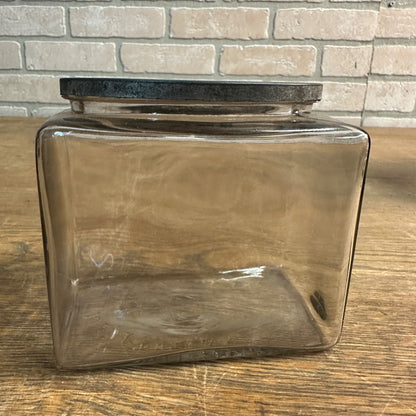 Antique Ligget & Myers Tobacco Company Glass Humidor Jar w Metal Lid