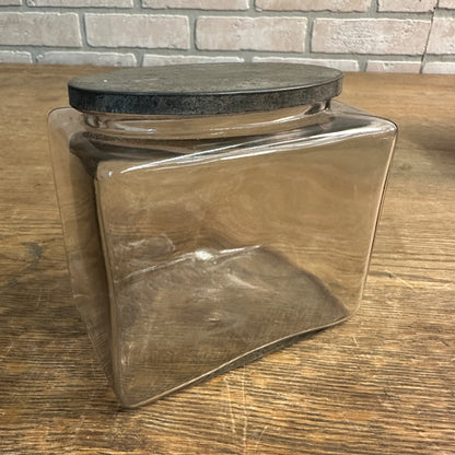 Antique Ligget & Myers Tobacco Company Glass Humidor Jar w Metal Lid