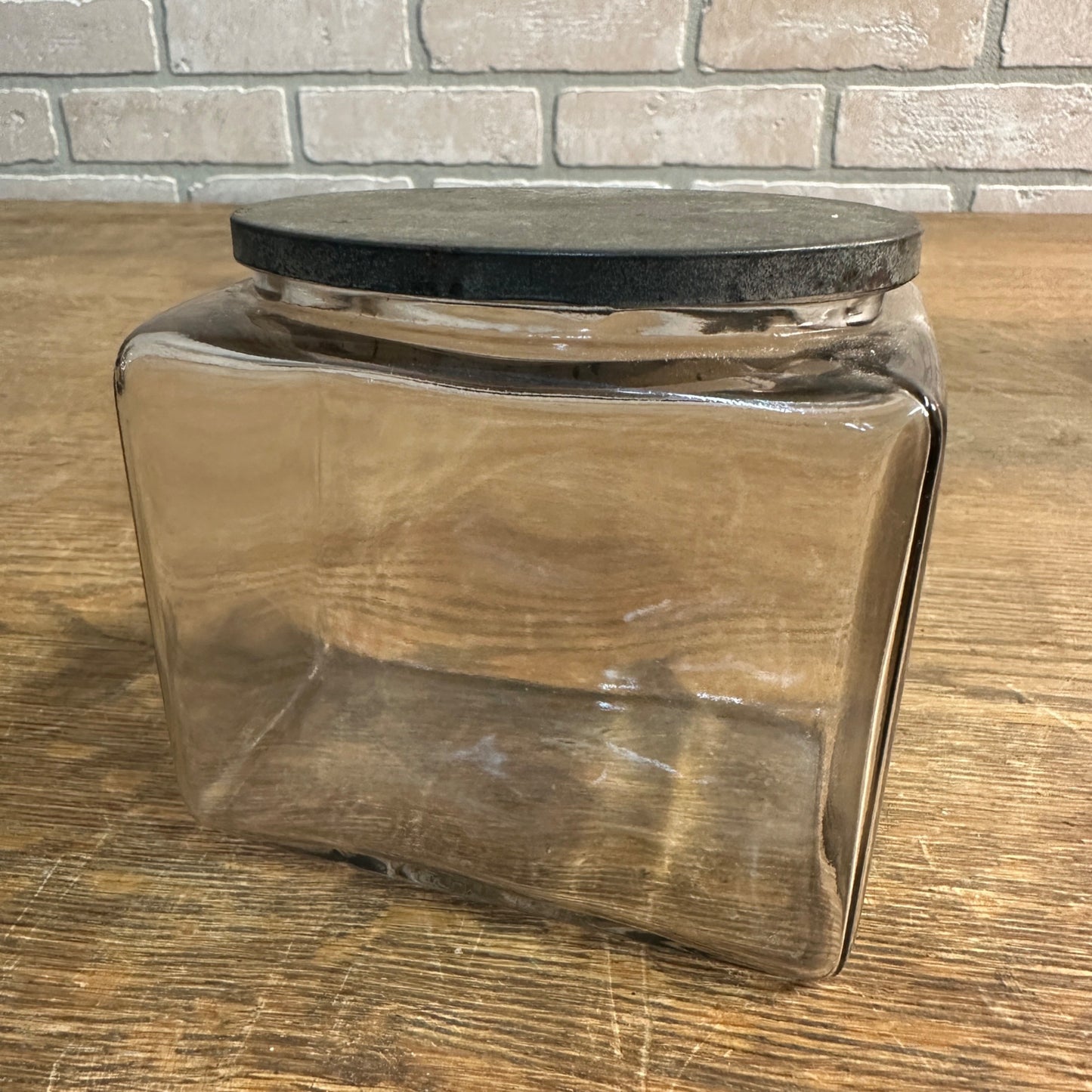 Antique Ligget & Myers Tobacco Company Glass Humidor Jar w Metal Lid