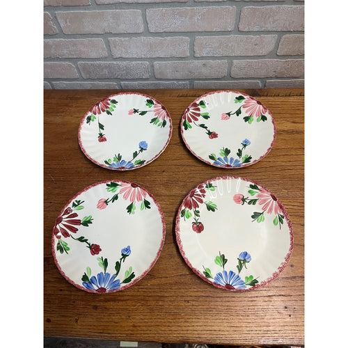 Vintage Blue Ridge Southern Potteries Set of 4 "Mardi Gras" Dinner Plates 9.25"