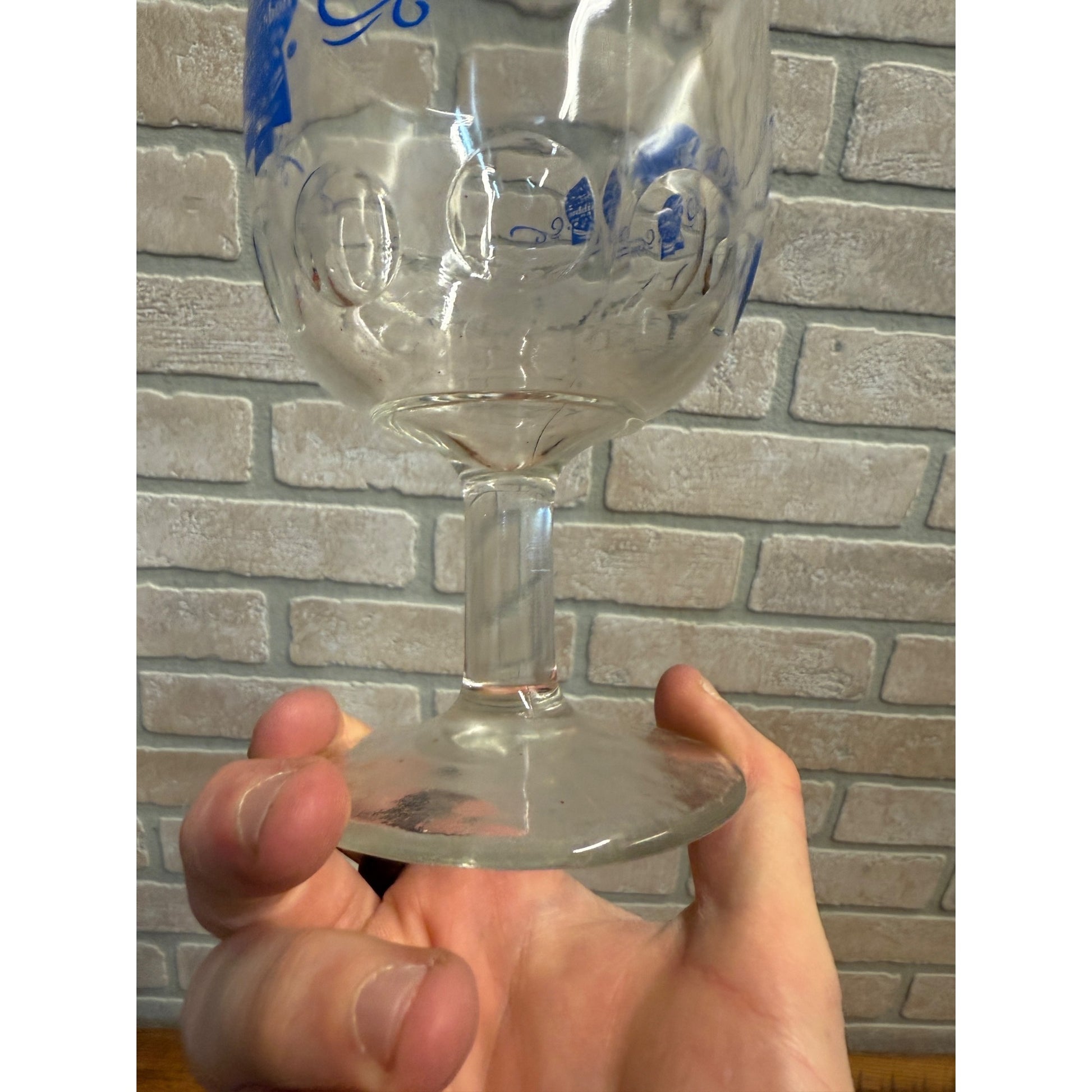 Vintage Pabst Blue Ribbon Blue ACL Beer Goblet Glass Stemmed