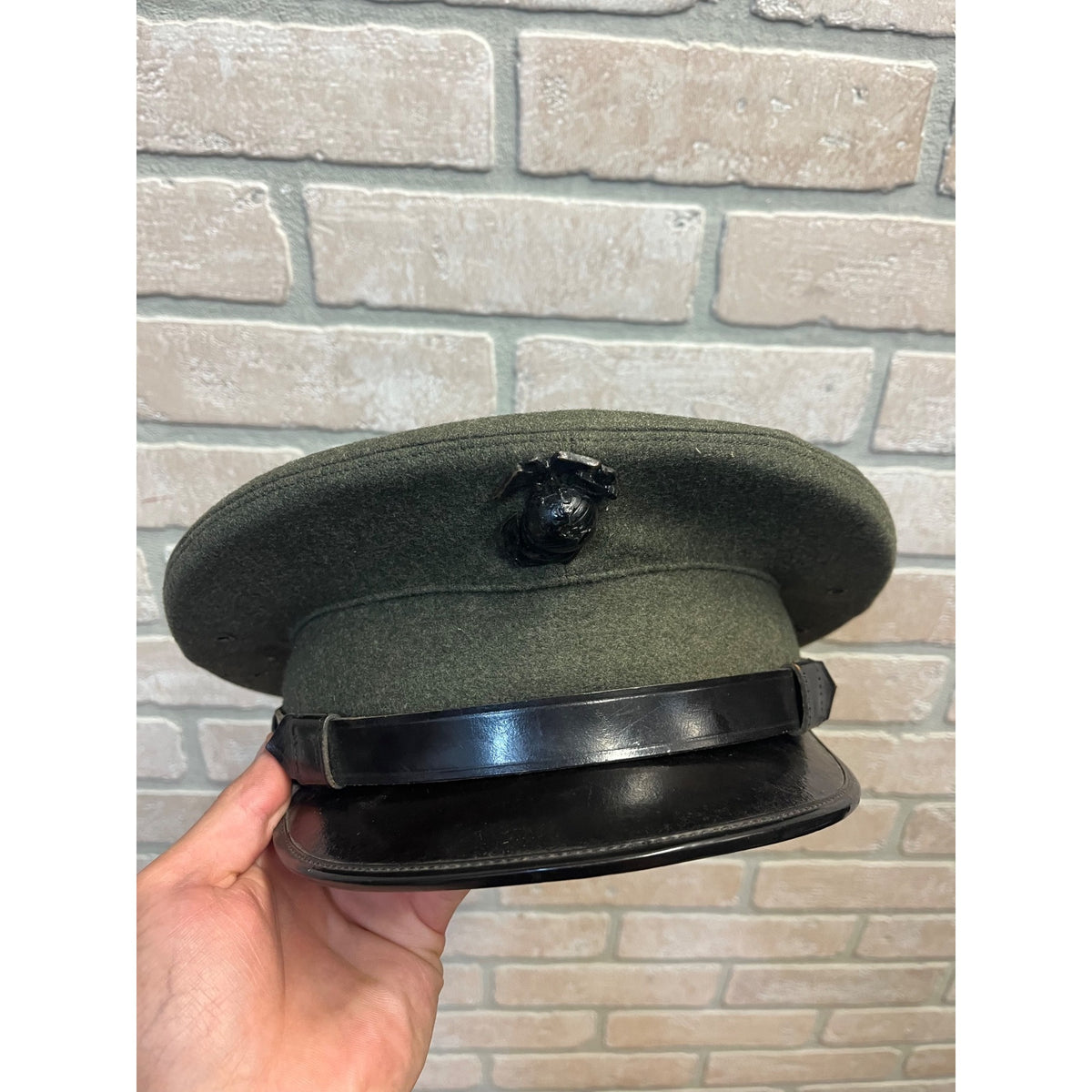1955 USMC Marine Corps Enlisted Green Service Visor Cap Hat EGA Size 6 3/4