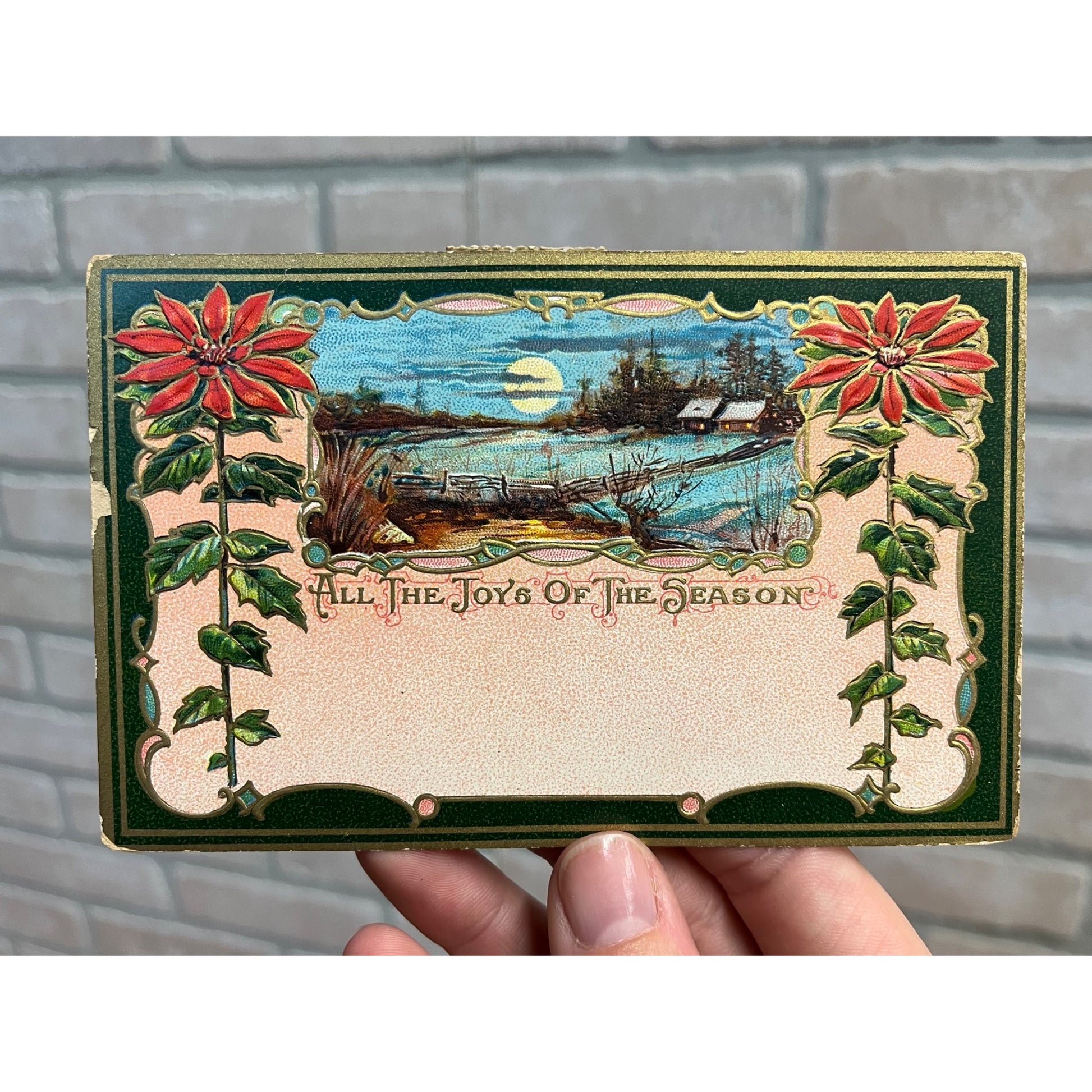 Vintage 1910 Christmas Postcard w/ Christmas Seal Tied US American Red Cross