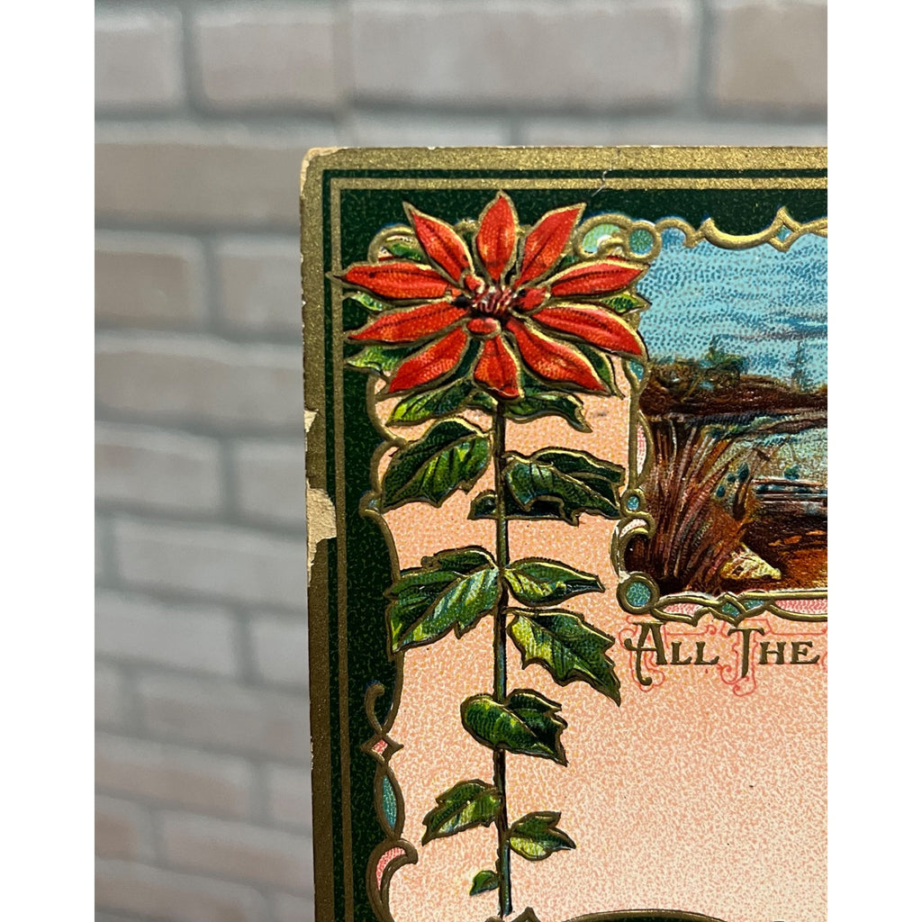 Vintage 1910 Christmas Postcard w/ Christmas Seal Tied US American Red Cross