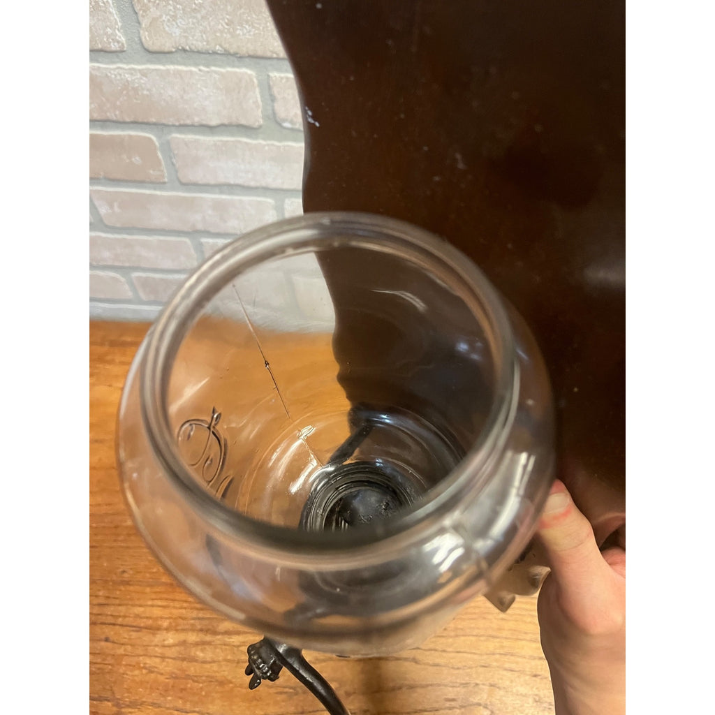 Vintage Arcade Crystal No. 3 Wall Mount Glass Coffee Grinder Cast Iron - Works!