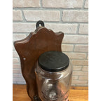 Vintage Arcade Crystal No. 3 Wall Mount Glass Coffee Grinder Cast Iron - Works!